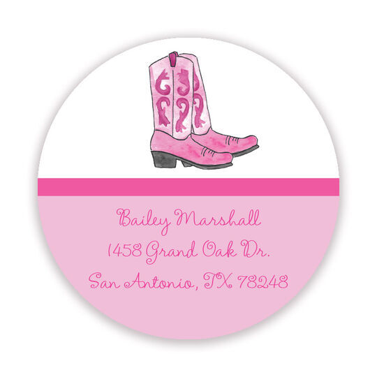 Cowgirl Boots Round Address Labels